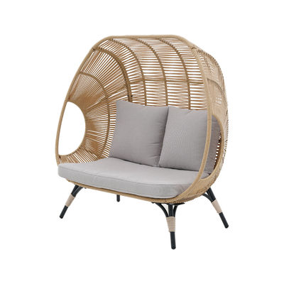 Comfortable Outdoor Double Seat Standing Egg Chair in PE Rattan and Steel Frame