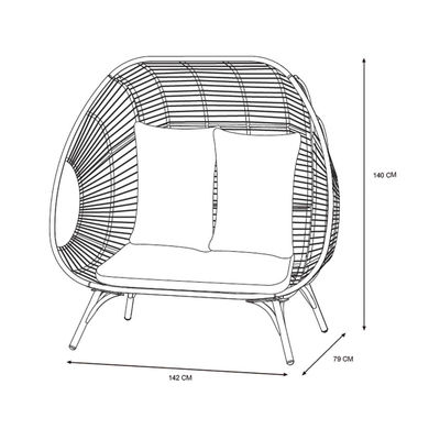 Comfortable Outdoor Double Seat Standing Egg Chair in PE Rattan and Steel Frame