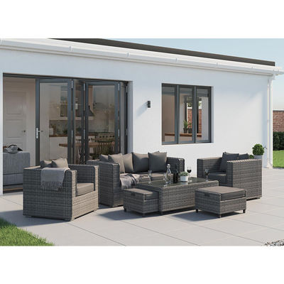 Outdoor Sectional Sofa Patio Conversation Set with Modern Design Wicker Rattan Style