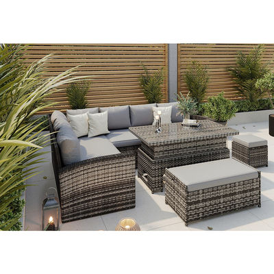 General Outdoor Furniture AJUNION All Weather Garden Sectional Sofa with Rising Table