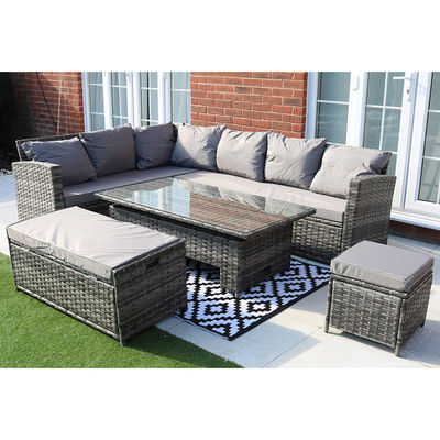 General Outdoor Furniture AJUNION All Weather Garden Sectional Sofa with Rising Table