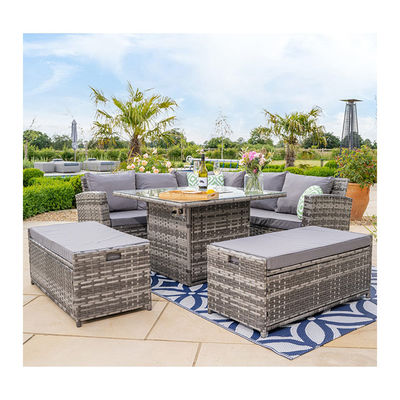 Add Elegance to Your Garden with AJUNION Wicker Woven Sofa Set and Fire Pit Table