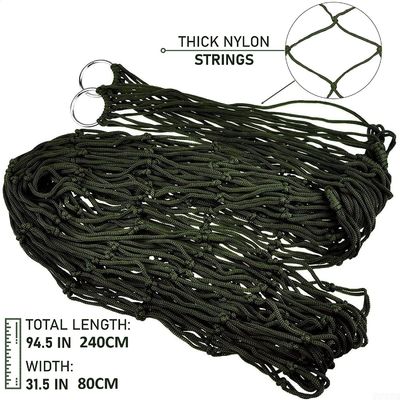 Outdoor Indoor Garden Camping Farmhouse Style Portable Folding Nylon Rope Net Mesh Single Hammock Design