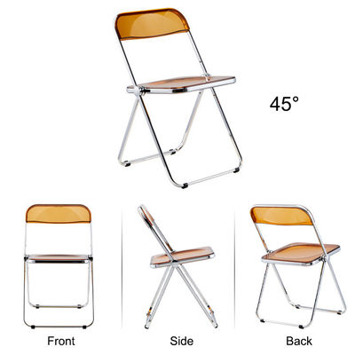 Metal Steel Frame Clear Acrylic Folding Chairs for Wedding Banquet Restaurant Garden