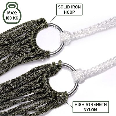 Outdoor Indoor Garden Camping Farmhouse Style Portable Folding Nylon Rope Net Mesh Single Hammock Design