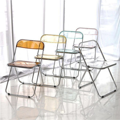 Metal Steel Frame Clear Acrylic Folding Chairs for Wedding Banquet Restaurant Garden