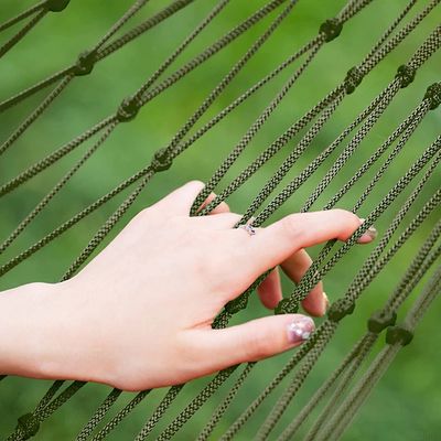 Outdoor Indoor Garden Camping Farmhouse Style Portable Folding Nylon Rope Net Mesh Single Hammock Design