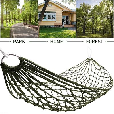 Outdoor Indoor Garden Camping Farmhouse Style Portable Folding Nylon Rope Net Mesh Single Hammock Design