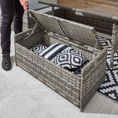 Outdoor Garden Set with Storage Bench AJUNION 9 Seater Rattan Sectional Corner Sofa