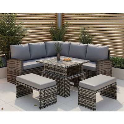 Upgrade Your Patio with AJUNION Garden Furniture Rattan Sofa and Adjustable Table