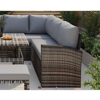 Upgrade Your Patio with AJUNION Garden Furniture Rattan Sofa and Adjustable Table
