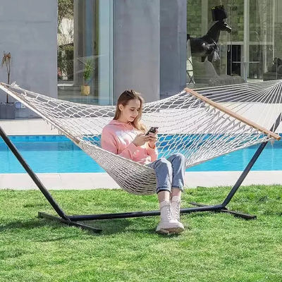 Cozy Portable Folding Cotton Rope Mesh Hammock Bed for Outdoor Indoor Garden Camping