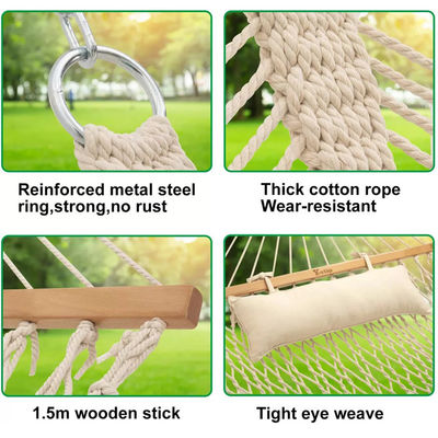 Cozy Portable Folding Cotton Rope Mesh Hammock Bed for Outdoor Indoor Garden Camping