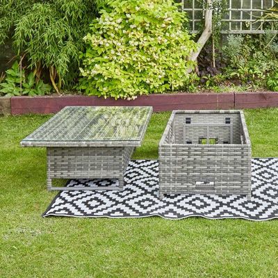 9 Seater Rattan Woven Garden Furniture Set with Modern Design and Adjustable Table