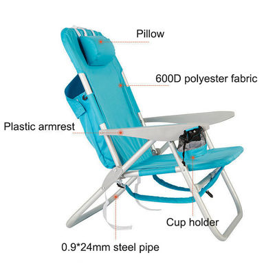 Aluminum Outdoor Folding Beach Chair with Storage Pouch and Traditional Design Style