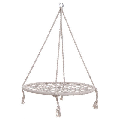 Outdoor Indoor Garden Camping Metal Swing Chair with Cotton Rope and Foldable Design