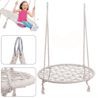 Outdoor Indoor Garden Camping Metal Swing Chair with Cotton Rope and Foldable Design