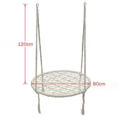 Outdoor Indoor Garden Camping Metal Swing Chair with Cotton Rope and Foldable Design