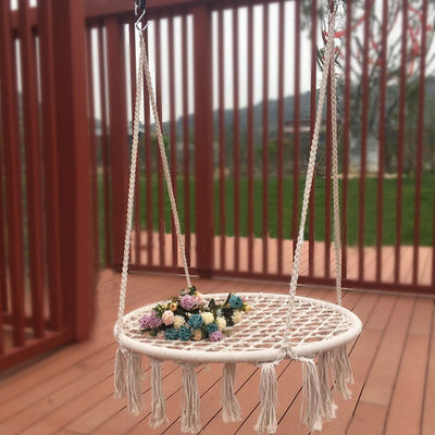Outdoor Indoor Garden Camping Metal Swing Chair with Cotton Rope and Foldable Design