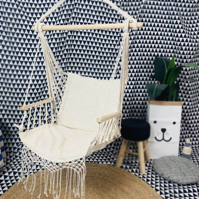 Indoor and Outdoor Metal Frame Outdoor Swing Chair with Cotton Rope Hanging Hammock