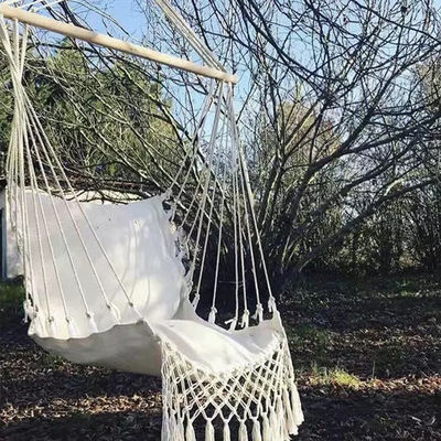 Indoor and Outdoor Metal Frame Outdoor Swing Chair with Cotton Rope Hanging Hammock