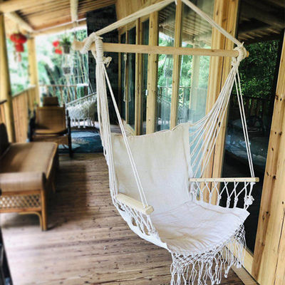 Indoor and Outdoor Metal Frame Outdoor Swing Chair with Cotton Rope Hanging Hammock