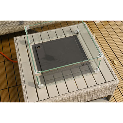 Outdoor Rattan Sectional Sofa Set with Fire Pit Table and Storage Box AJUNION 4 Seater