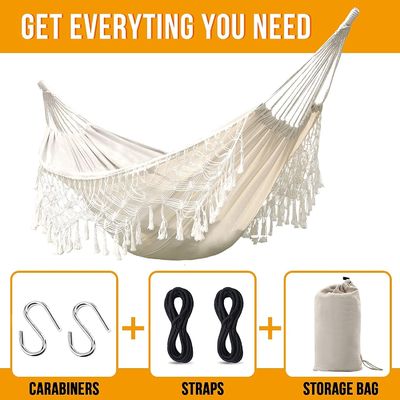 Collapsible Ultralight Cotton Double Swing Hanging Hammock Bed for Camping and Garden