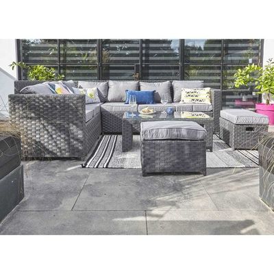 Garden Set AJUNION 8 Seater Outdoor Furniture Rattan Corner Lounge Sofa Set for Backyard