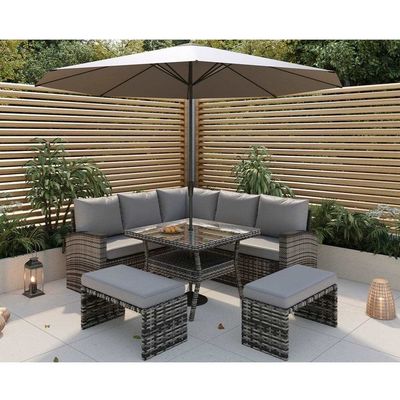 PE Rattan All Weather Garden Furniture Set Leisure Outdoor Corner Sofa Lounge Set