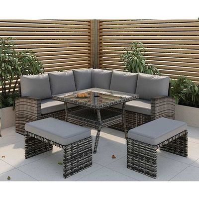 PE Rattan All Weather Garden Furniture Set Leisure Outdoor Corner Sofa Lounge Set