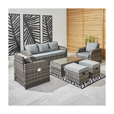 All Weather Rattan Outdoor Sofa Set Three Seater L182xW70xH78cm Cushion Thickness 9cm