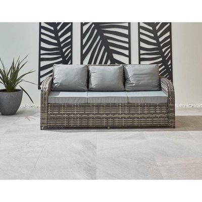 All Weather Rattan Outdoor Sofa Set Three Seater L182xW70xH78cm Cushion Thickness 9cm