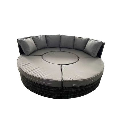 Adjustable Dining Table Wicker Woven Sofa Set for Outdoor Daybed Furniture by AJUNION