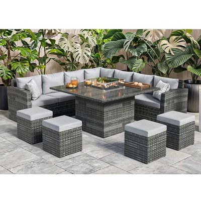 L96xW49xH35cm Bench Size Modern Sectional Corner Lounge Patio Furniture with Fire Pit