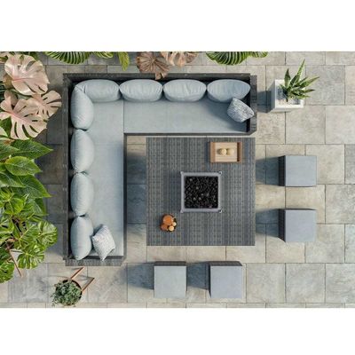 L96xW49xH35cm Bench Size Modern Sectional Corner Lounge Patio Furniture with Fire Pit
