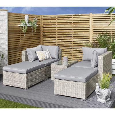 5 Piece Wicker Rattan Modular Outdoor Sofa Modern Design Style L70xW40xH39cm Table Size
