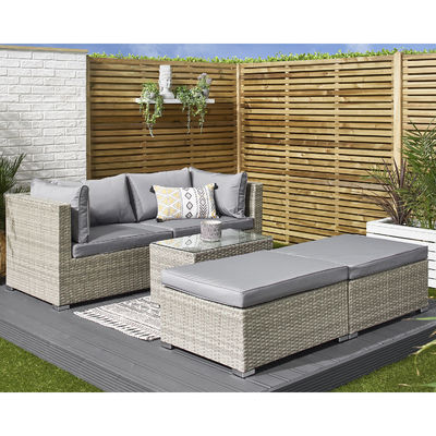 5 Piece Wicker Rattan Modular Outdoor Sofa Modern Design Style L70xW40xH39cm Table Size