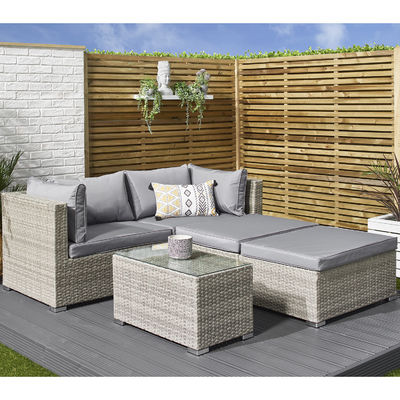 5 Piece Wicker Rattan Modular Outdoor Sofa Modern Design Style L70xW40xH39cm Table Size