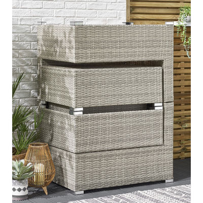 5 Piece Wicker Rattan Modular Outdoor Sofa Modern Design Style L70xW40xH39cm Table Size