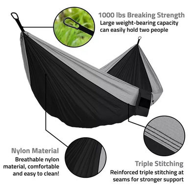 Outdoor Home Garden Portable Lightweight Folding Nylon Camping Hammocks with Accessories