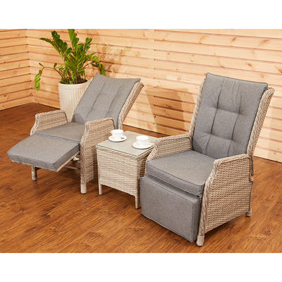 Adjustable Backrest Garden Sofa AJUNION Wicker Rattan Patio Furniture with Side Table