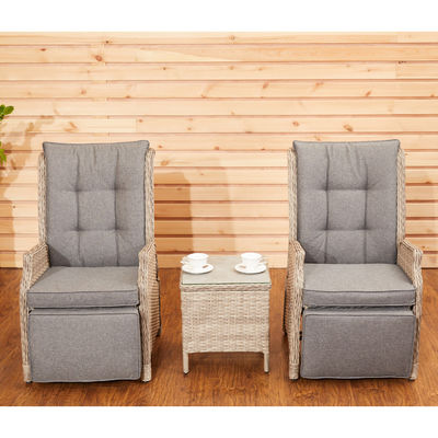 Adjustable Backrest Garden Sofa AJUNION Wicker Rattan Patio Furniture with Side Table