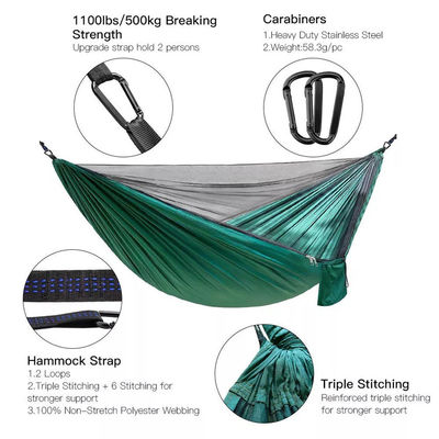 Outdoor Garden Lightweight Nylon Green Camping Parachute Hammock with Mosquito Net