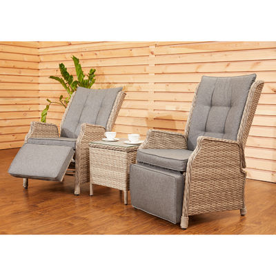 Adjustable Backrest Garden Sofa AJUNION Wicker Rattan Patio Furniture with Side Table