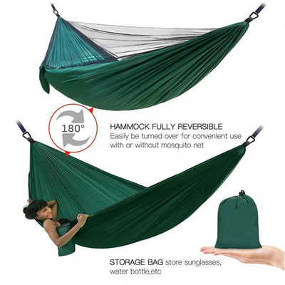 Outdoor Garden Lightweight Nylon Green Camping Parachute Hammock with Mosquito Net