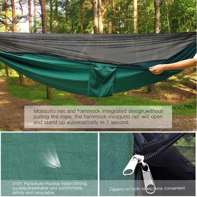 Outdoor Garden Lightweight Nylon Green Camping Parachute Hammock with Mosquito Net