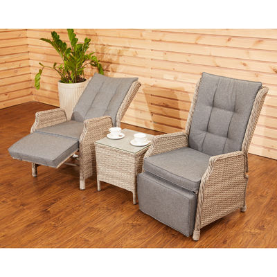 Adjustable Backrest Garden Sofa AJUNION Wicker Rattan Patio Furniture with Side Table