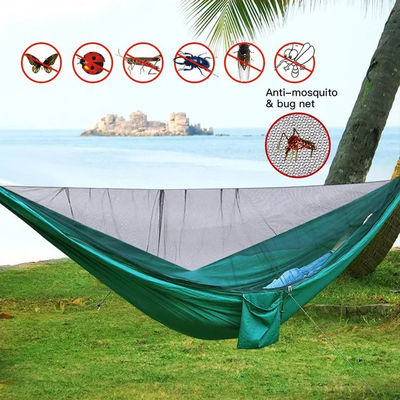 Outdoor Garden Lightweight Nylon Green Camping Parachute Hammock with Mosquito Net