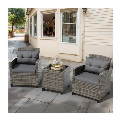 Outdoor Bistro Set Rattan Garden Chair 2 Seating Patio Set Group with Coffee Table by AJUNION